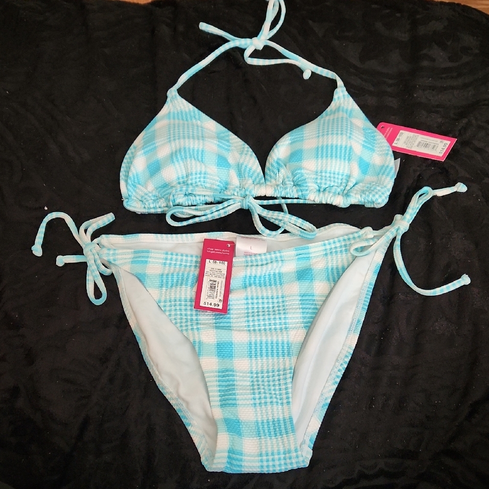 Xhilaration Blue Plaid Bikini
